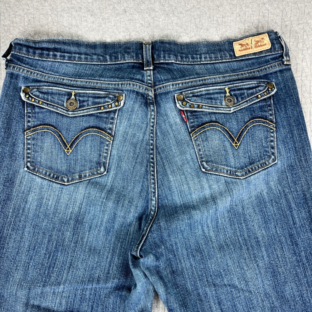 Levi's 515 Bootcut Jeans Women 14M 32X27 Blue Flap Pocket Studded Denim hi rise